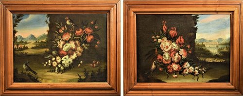 Natura Morta di Fiori con Paesaggio (2)